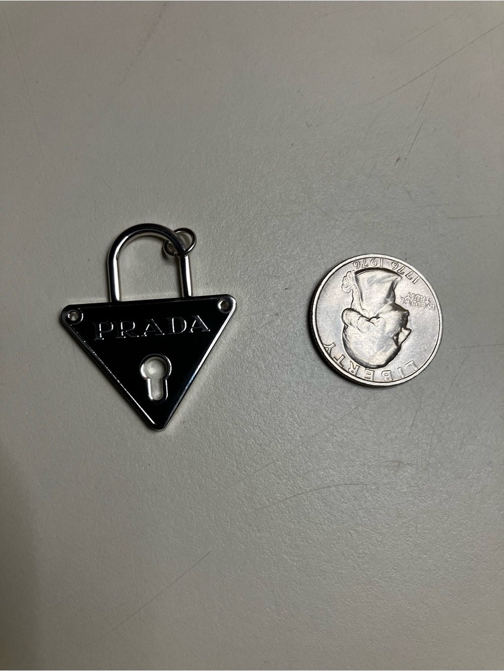 Prada stamped Black Triangle Lock Charm/ Pendant - Prada Milano - Picture 4 of 4